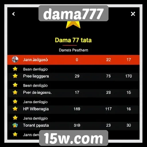 Ranking de usuários do site Dama777 em alta